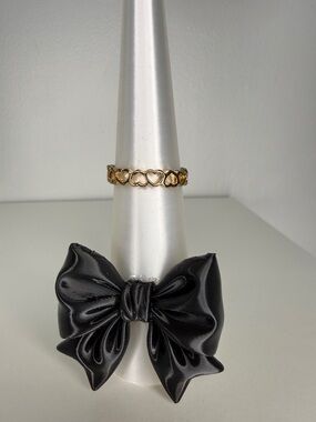 Gold Tone Heart Link Ring Size 8